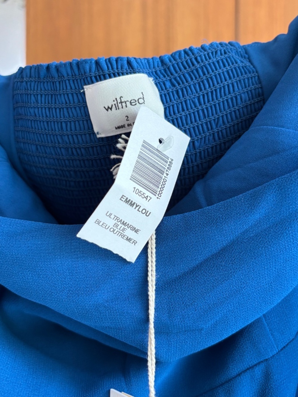 Aritzia Wilfred Emmylou Chiffon Squareneck Mini Dress Blue NWT Size 2 - Picture 8 of 16